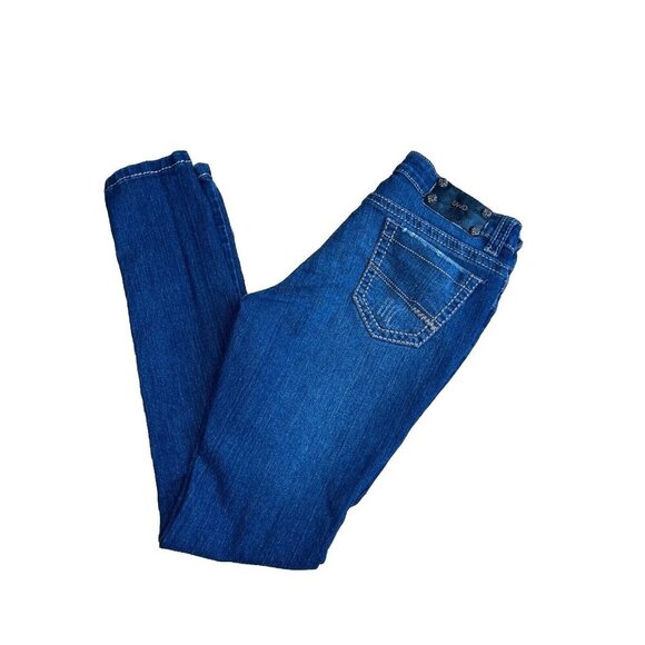 UWD Slim Skinny Distressed Blue Jeans Zip Fly Pockets Juniors Size 7 Mid Rise - Picture 1 of 6